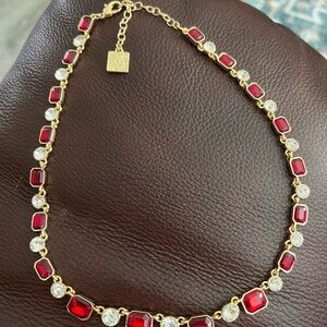 Anne Klein red & white crystal necklace
